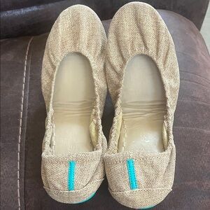 Tieks Tan Flats with Blue Accent